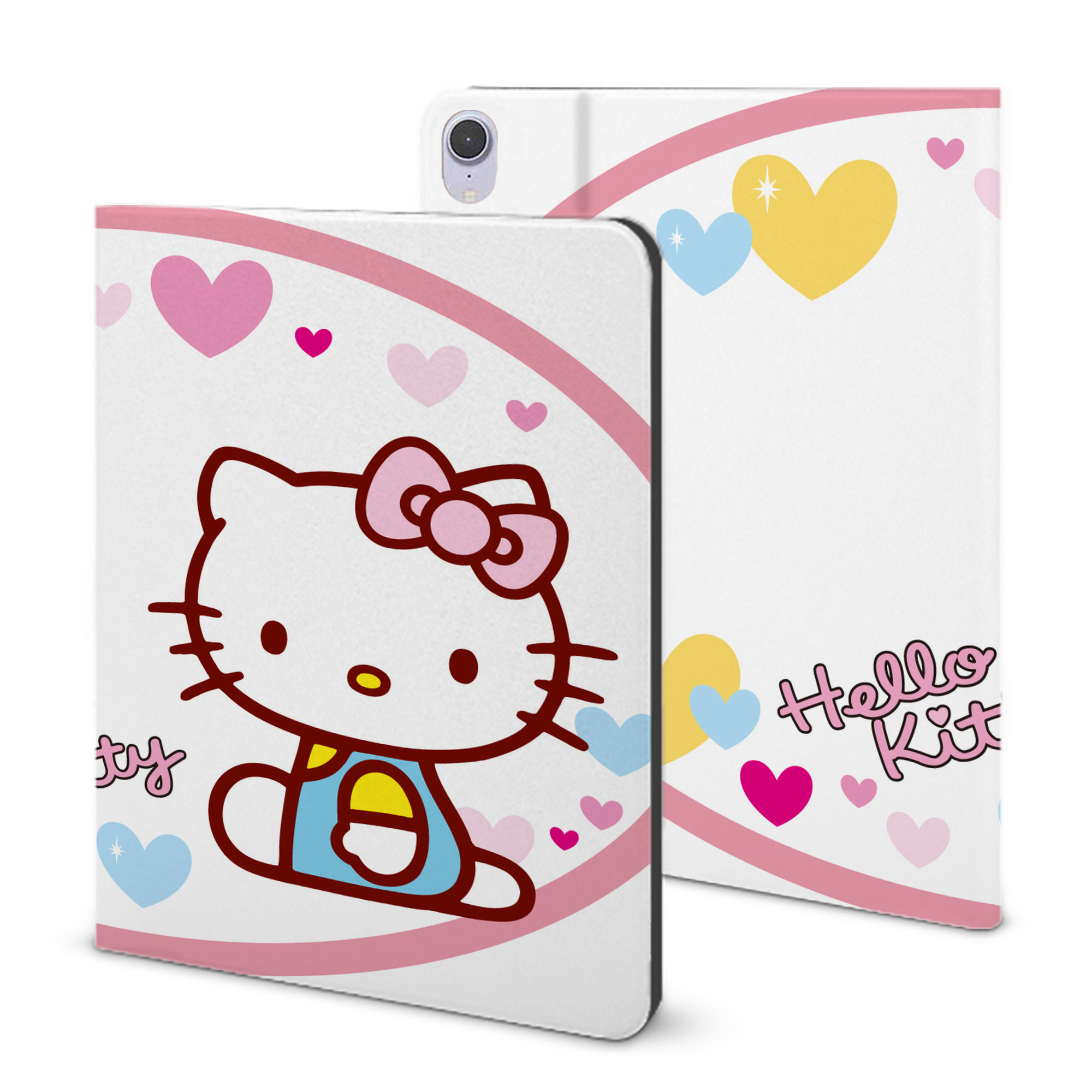 （画像用） Hello Kitty ハローキティ IPad ケース ブック型 PUレザー TPU 耐衝撃 軽量 薄型 ペン収納なし 全面保護 IPad 各モデル対応